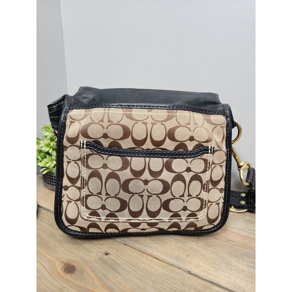 COACH AUTHENTIC BLEEKER SIGNATURE CANVAS LEATHER FLAP SHOULDER BAG 11434 - Picture 9 of 16